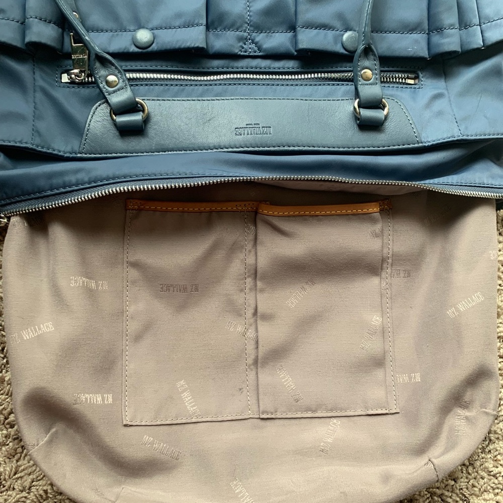 MZ WALLACE Mayfair Beaford Moonstone Blue Tote Multiple Pockets & Zipper Used - Picture 7 of 17